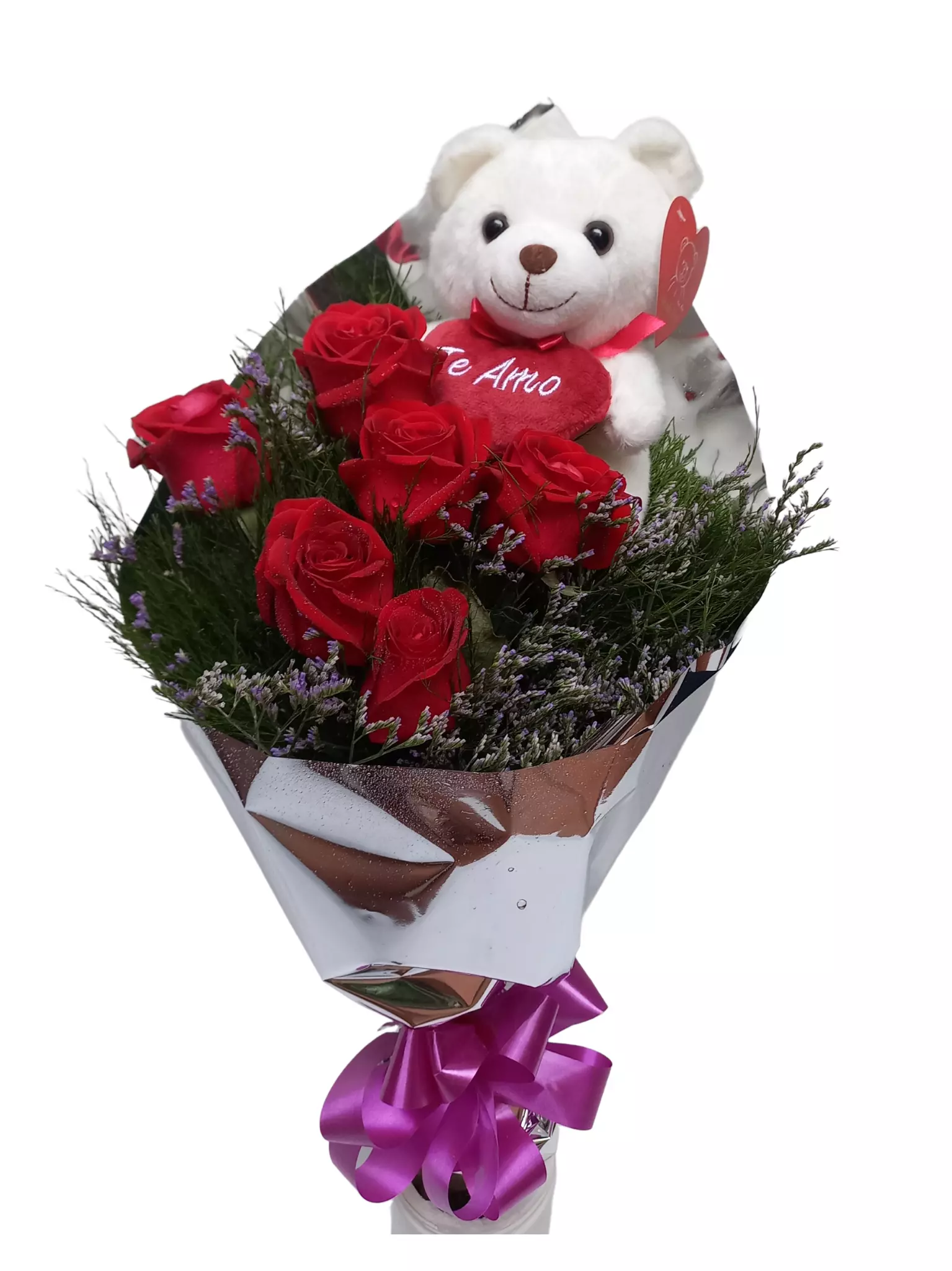 Imagen de Dile al amor Descripcion: 6 rosas con oso 6